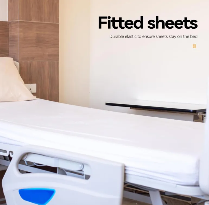 Polyester Bed Sheets 130TC Thread Count for Hospitals